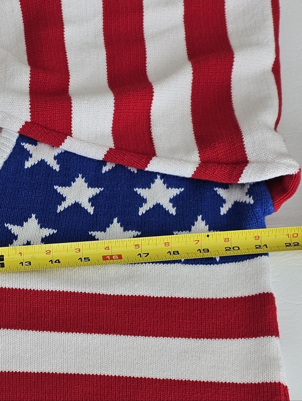 Beverly Hills LG American Flag Sweater V-Neck 3/4 Sleeves USA Patriotic - Picture 6 of 8
